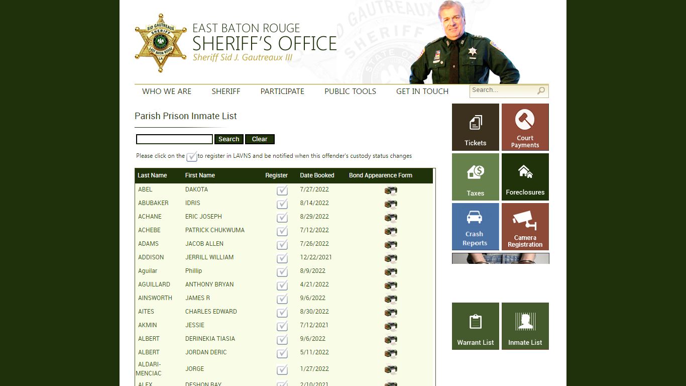 EBR Sheriff's Office > Parish Prison Inmate List > PrisonInmateListApp